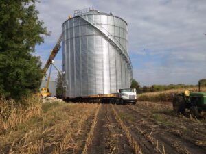 Marcus Building Movers moving a silo