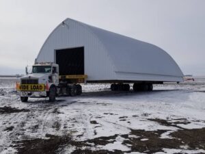 Marcus Building Moversmoving a large triangle shaped steel building